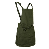 Adjustable Canvas Apron with Multi Pocket and Waist Ties, 26x10", Men & Women Bib Apron for Cooking, Baking, Crafting, Gardening, Painting, Drawing - Aladdin Shoppers