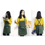 Adjustable Canvas Apron with Multi Pocket and Waist Ties, 26x10", Men & Women Bib Apron for Cooking, Baking, Crafting, Gardening, Painting, Drawing - Aladdin Shoppers