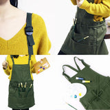 Adjustable Canvas Apron with Multi Pocket and Waist Ties, 26x10", Men & Women Bib Apron for Cooking, Baking, Crafting, Gardening, Painting, Drawing - Aladdin Shoppers