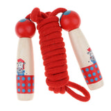 Adjustable Skipping Jump Rope Wooden Handle Rope Fitness Equipment - Red - Aladdin Shoppers