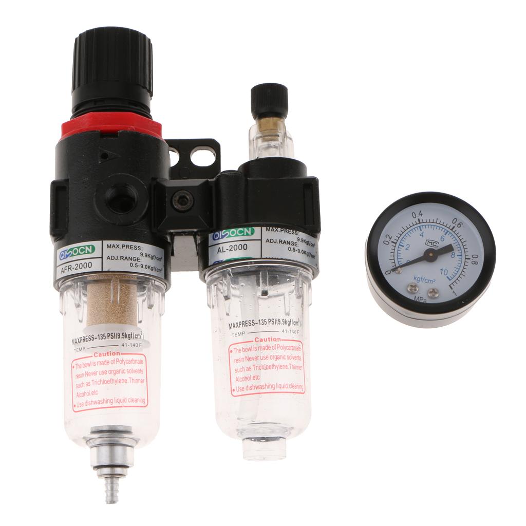AFC2000 1/4'' Air Filter Regulator Moisture Trap Pressure Gauge Compressor - Aladdin Shoppers