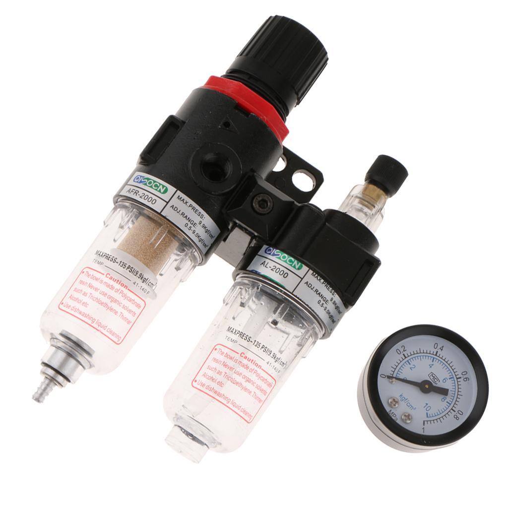 AFC2000 1/4'' Air Filter Regulator Moisture Trap Pressure Gauge Compressor - Aladdin Shoppers