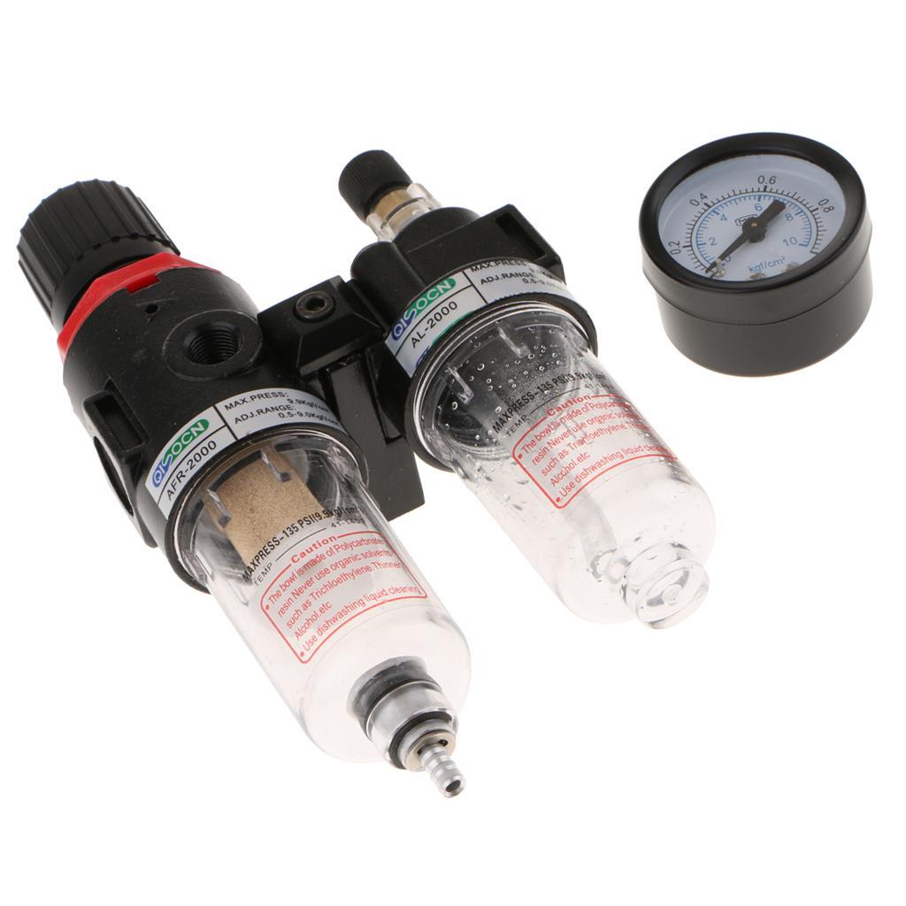 AFC2000 1/4'' Air Filter Regulator Moisture Trap Pressure Gauge Compressor - Aladdin Shoppers