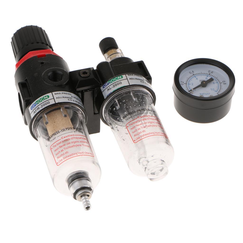 AFC2000 1/4'' Air Filter Regulator Moisture Trap Pressure Gauge Compressor - Aladdin Shoppers