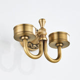 Antique Brass Carved Flower Wall Mounted Ceramic Bathroom Dual Cup Toothbrush Holder - Aladdin Shoppers