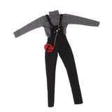 BJD Handmade Doll Striped Long Sleeve Top Suspender Trouser and Shoulder Bag for 1/3 BJD Girl Dolls Clothes Accessories - Aladdin Shoppers