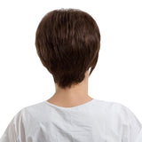 Breathable Chic Short Wigs For Women Human Hair W/ Bangs Fluffy Pixie Cut Wig Brown - Aladdin Shoppers