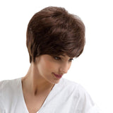 Breathable Chic Short Wigs For Women Human Hair W/ Bangs Fluffy Pixie Cut Wig Brown - Aladdin Shoppers