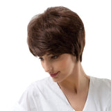 Breathable Chic Short Wigs For Women Human Hair W/ Bangs Fluffy Pixie Cut Wig Brown - Aladdin Shoppers