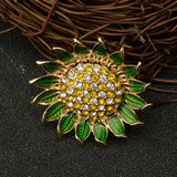 Brilliant Romantic Sunflower Brooch Created Crystal Pin Gift For Women - Aladdin Shoppers