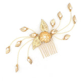 Chic Floral Pearl Leaf Vine Hair Comb Bride Headpiece Wedding Hair Jewelry - Aladdin Shoppers