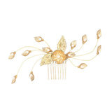 Chic Floral Pearl Leaf Vine Hair Comb Bride Headpiece Wedding Hair Jewelry - Aladdin Shoppers