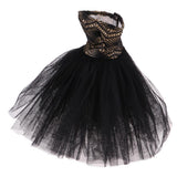 Elegant Garments Tube Top Dress Wedding Gown Outfits for 1/4 BJD Girl Dolls Dress Up (Black) - Aladdin Shoppers