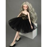 Elegant Garments Tube Top Dress Wedding Gown Outfits for 1/4 BJD Girl Dolls Dress Up (Black) - Aladdin Shoppers