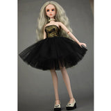Elegant Garments Tube Top Dress Wedding Gown Outfits for 1/4 BJD Girl Dolls Dress Up (Black) - Aladdin Shoppers