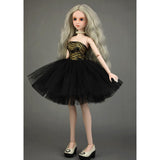 Elegant Garments Tube Top Dress Wedding Gown Outfits for 1/4 BJD Girl Dolls Dress Up (Black) - Aladdin Shoppers