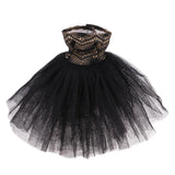 Elegant Garments Tube Top Dress Wedding Gown Outfits for 1/4 BJD Girl Dolls Dress Up (Black) - Aladdin Shoppers