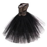 Elegant Garments Tube Top Dress Wedding Gown Outfits for 1/4 BJD Girl Dolls Dress Up (Black) - Aladdin Shoppers