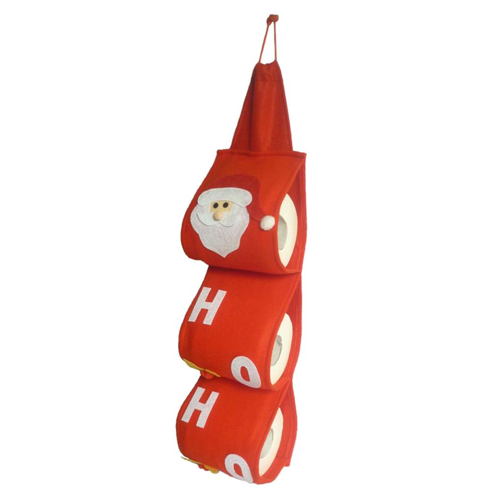 Fabric Toilet Reel Roll Paper Storage Holder Xmas Bathroom Hanging Decor Red - Aladdin Shoppers