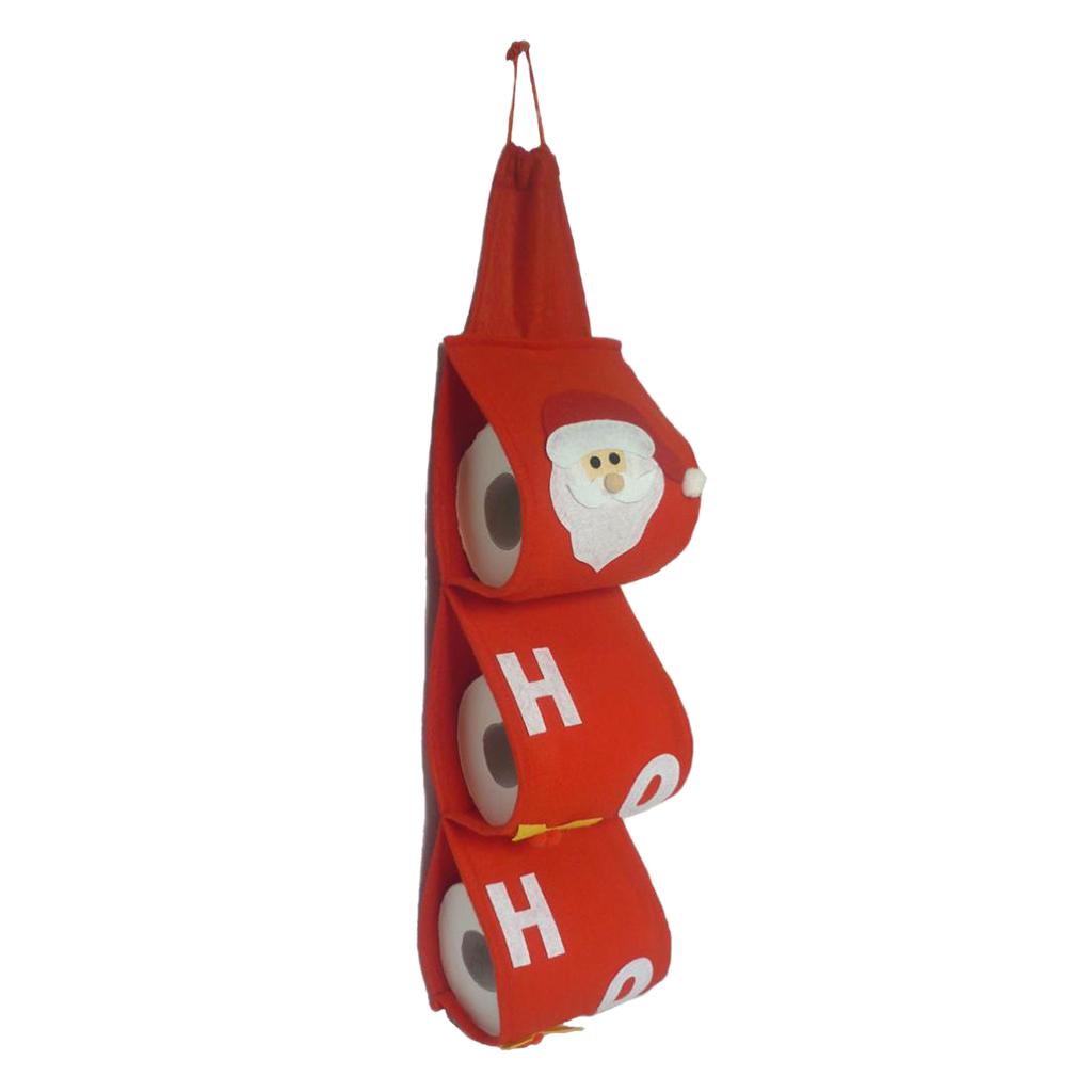 Fabric Toilet Reel Roll Paper Storage Holder Xmas Bathroom Hanging Decor Red - Aladdin Shoppers