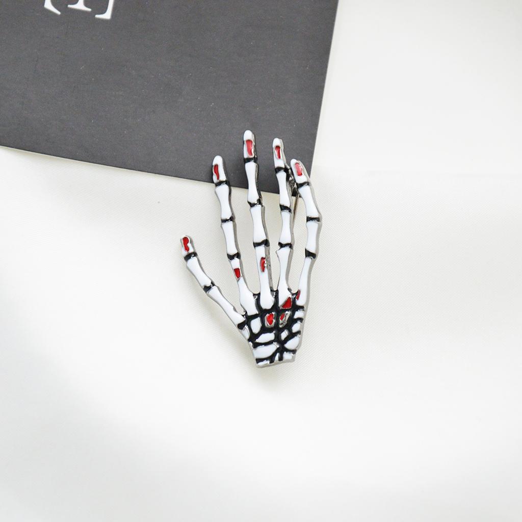Halloween Jewelry Gifts Vintage Gothic Antique Silver Ghost Skeleton Hand Brooch Pin - Aladdin Shoppers
