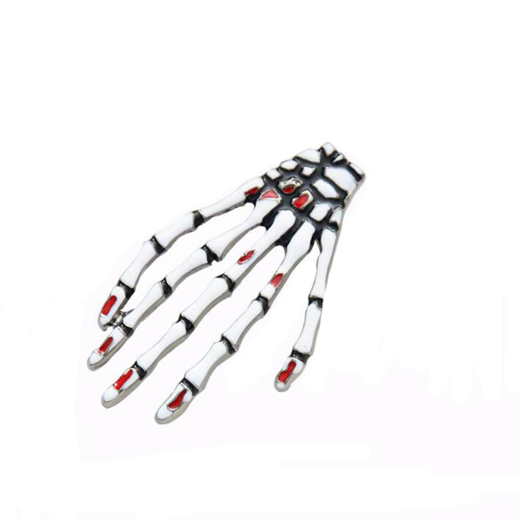 Halloween Jewelry Gifts Vintage Gothic Antique Silver Ghost Skeleton Hand Brooch Pin - Aladdin Shoppers
