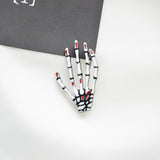Halloween Jewelry Gifts Vintage Gothic Antique Silver Ghost Skeleton Hand Brooch Pin - Aladdin Shoppers