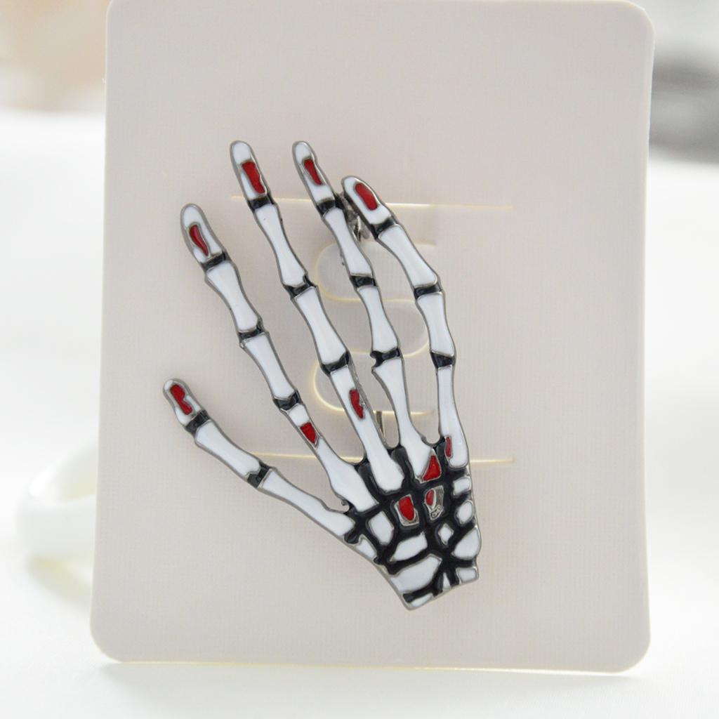 Halloween Jewelry Gifts Vintage Gothic Antique Silver Ghost Skeleton Hand Brooch Pin - Aladdin Shoppers