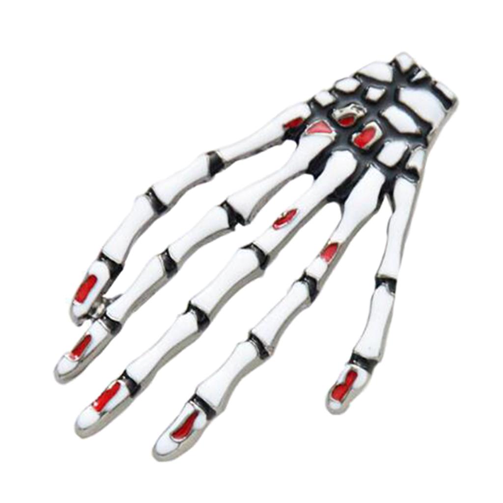 Halloween Jewelry Gifts Vintage Gothic Antique Silver Ghost Skeleton Hand Brooch Pin - Aladdin Shoppers