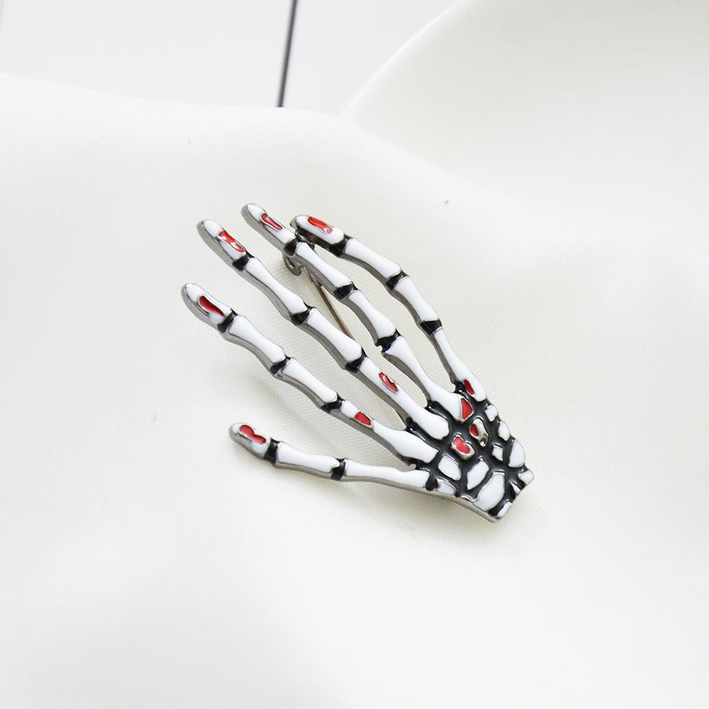 Halloween Jewelry Gifts Vintage Gothic Antique Silver Ghost Skeleton Hand Brooch Pin - Aladdin Shoppers