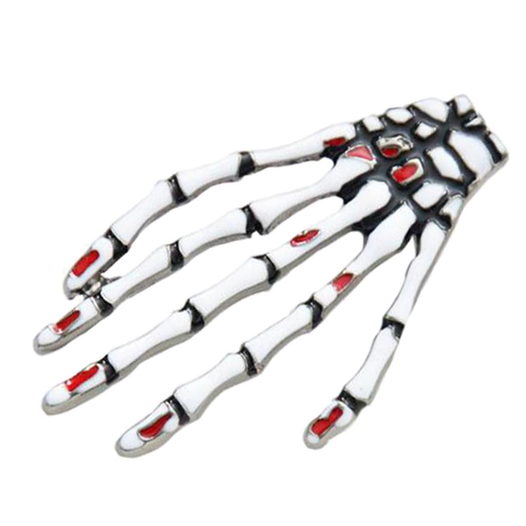 Halloween Jewelry Gifts Vintage Gothic Antique Silver Ghost Skeleton Hand Brooch Pin - Aladdin Shoppers