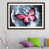 Handmade Diamond Embroidery, Butterfly in the Palm designs, Full Drill, Rhinestone, 5D, DIY Diamond Painting Kit ,Cross Stitch, Diamond Art Craft Painitng, Home Wall Decoration - Aladdin Shoppers