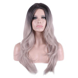 Heat Resistant Fiber Hair Dark Root Ombre Synthetic Lace Front Wig for Women - Aladdin Shoppers