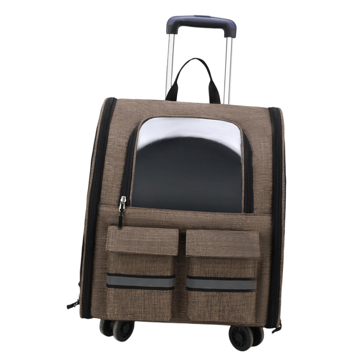Maxbell Cat Trolley Case Backpack Kennel Pet Rolling Carrier for Puppy Transport khaki