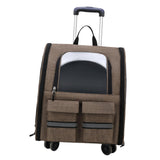 Maxbell Cat Trolley Case Backpack Kennel Pet Rolling Carrier for Puppy Transport khaki