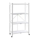 Maxbell Foldable Bookshelf Corner Shelf Organization Cart Free Standing for Bathroom Four Tier White