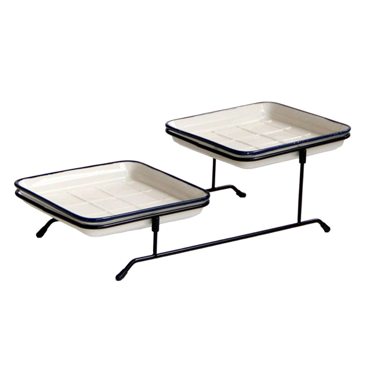 Maxbell 2 Tier Serving Tray Mini Cake Cupcake Stand with Rack for Wedding Buffet Blue