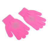 Maxbell Girls Women Kids Ice Skating Gloves Magic Stretch Glove Pink Snowflower   L