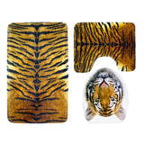 Max Maxb 3 Pieces Flannel Toilet Lid Non Slip Bath Mat Bathroom Rug Set Tiger