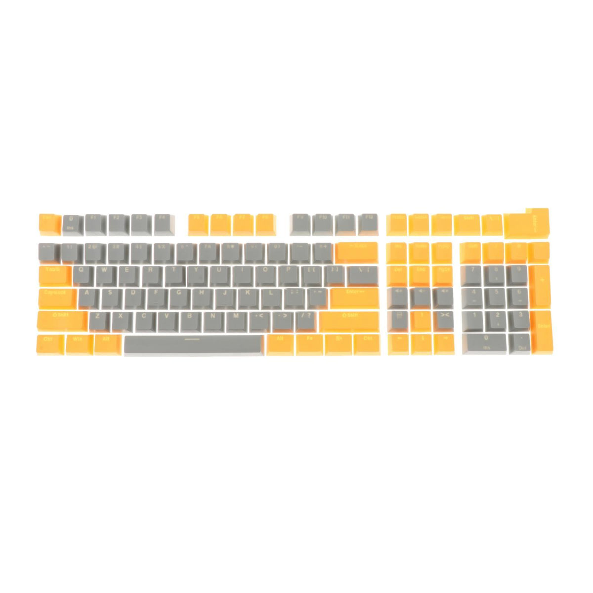 Maxbell Keycaps Set Backlit Two Color Key Caps for Mechanical Keyboards 980K 87 Keys Yellow,Dark Gray