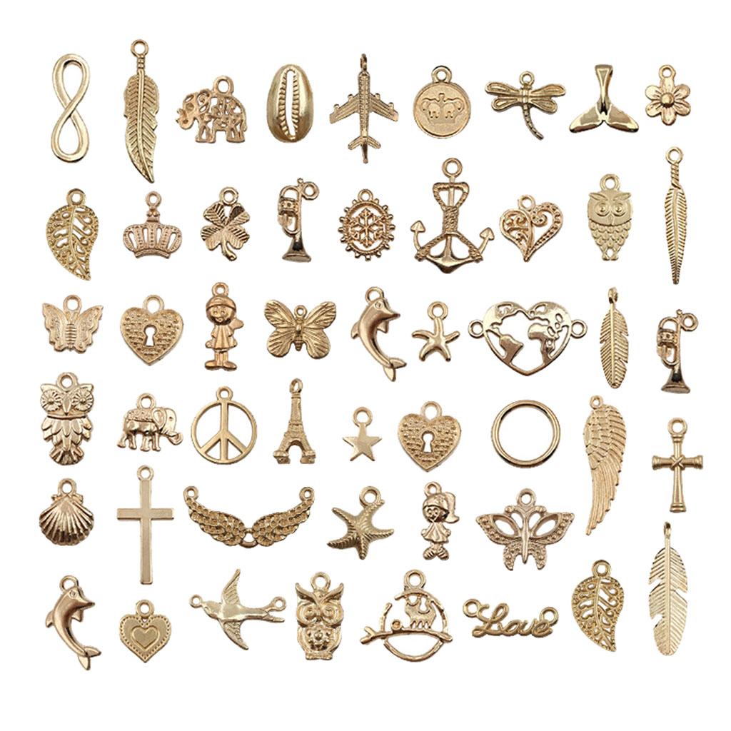 Maxbell 50 Pieces Necklace Bracelets Pendant DIY Jewelry Making Charms Beads