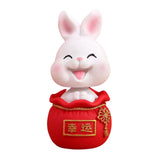 Maxbell Resin Statues Figurine Sculpture Desk Store Home Shop Shaking Head Rabbit White Lucky