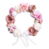 Maxbell Rose Wreath Floral Garland Fake for Wedding Headdress Farmhouse Front Door coffee