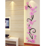 Maxbell Vine Flowers 3D Wall Sticker home wall decor DIY Decal Removable Pink