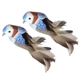 Max 2pcs Colours Artificial Feathered Foam Birds Garden Home Decoration Blue