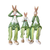 Maxbell 3Pcs Bunny Figurines Resin Sculpture Hanging Feet for Living Room Decoration