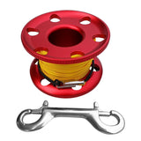 Maxbell Alloy Scuba Diving Finger Spool Reel with Line &Double Ended Hook Red-30m