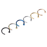 Maxbell 6Pcs Assorted Color Stainless Steel C-Shaped Nose Stud Rings 1mm(18g)x8mm