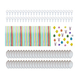 Maxbell 50 Pieces White Easter Eggs Decorating Set with Ribbon Paintable for Holiday White with Stickers