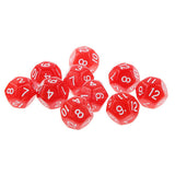 Maxbell Pack of 10pcs Pearl Red D12 Twelve Sided Game Dice D&D TRPG Games Party Supplies